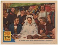 7p535 MADAME BOVARY LC #4 1949 close up of Jennifer Jones & Van Heflin at their wedding banquet!