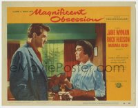 7p542 MAGNIFICENT OBSESSION LC #3 1954 blind Jane Wyman with Rock Hudson, Douglas Sirk directed!