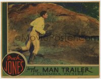 7p555 MAN TRAILER LC 1934 full-length Buck Jones with gun drawn hiding behind a big rock!