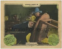 7p573 MEDDLIN' STRANGER LC 1927 Wally Wales & old man barricaded against the gambler's bullets!