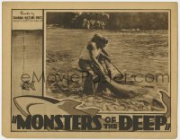 7p590 MONSTERS OF THE DEEP LC 1931 fishermen drag gigantic fish from the ocean onto the beach!