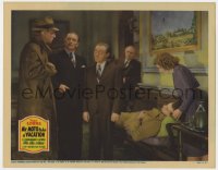 7p601 MR MOTO TAKES A VACATION LC 1939 detective Peter Lorre & Lionel Atwill stare at tall man!