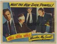 7p607 MURDER, MY SWEET LC 1944 Don Douglas questions blindfolded Dick Powell, Raymond Chandler novel!