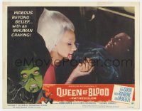 7p696 QUEEN OF BLOOD LC #3 1966 close up of the female monster Florence Marly with victim!