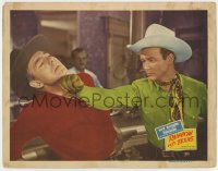 7p702 RAINBOW OVER TEXAS LC 1946 great close up of Roy Rogers punching Kenne Duncan in the jaw!