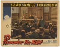 7p712 REMEMBER THE NIGHT LC 1940 Fred MacMurray & Barbara Stanwyck in court, Preston Sturges, rare!