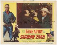 7p751 SAGINAW TRAIL LC 1953 cool close up of cowboy Gene Autry in sword fight!