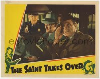 7p755 SAINT TAKES OVER LC 1940 cop talks to George Sanders in car as Jonathan Hale hides his face!