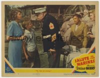 7p758 SALUTE TO THE MARINES LC #2 1943 tough Wallace Beery warns boy that The Japs are coming!