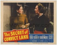 7p779 SECRET OF CONVICT LAKE LC #5 1951 clsoe up of woman grabbing Gene Tierney!