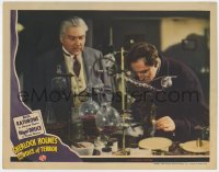 7p793 SHERLOCK HOLMES & THE VOICE OF TERROR LC 1942 Basil Rathbone & Nigel Bruce as Watson in lab!