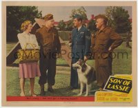 7p807 SON OF LASSIE LC #4 1945 Peter Lawford tells Lockhart & others Lassie has a fighting heart!