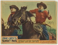 7p844 SUNSET PASS LC 1933 great close up of Harry Carey on horseback with gun drawn, Zane Grey!