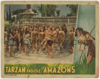 7p855 TARZAN & THE AMAZONS LC 1945 Johnny Weissmuller holding Shirley O'Hara, many female warriors!