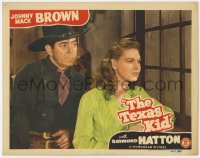7p872 TEXAS KID LC 1943 close up of Johnny Mack Brown & pretty Shirley Patterson by window!