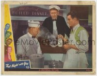 7p881 THAT NIGHT WITH YOU LC 1945 Buster Keaton stares at dog drinking milk on diner counter!
