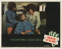 7p883 THEATRE OF BLOOD LC #8 1973 Vincent Price & Diana Rigg w/ mustaches & woman in hair dryer!
