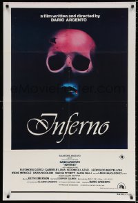7r538 INFERNO Aust 1sh 1980 Dario Argento horror, really cool skull & bleeding mouth image!