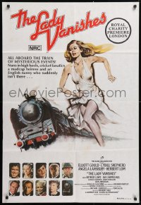 7r545 LADY VANISHES Aust 1sh 1980 artwork of sexy Cybil Shepherd running in dress, Hammer!