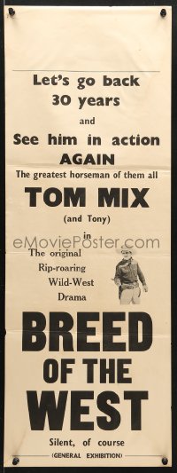 7r643 BREED OF THE WEST Aust daybill R1950s Tom Mix, let's go back 30 years and see him in action!