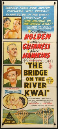 7r644 BRIDGE ON THE RIVER KWAI Aust daybill 1958 William Holden, David Lean classic, art!