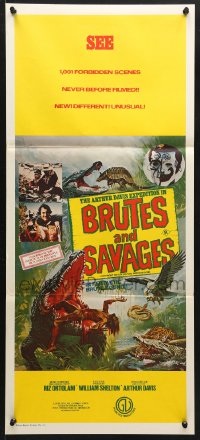 7r645 BRUTES & SAVAGES Aust daybill 1977 wild art of native eaten by huge crocodile and more!