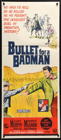 7r647 BULLET FOR A BADMAN Aust daybill 1964 cowboy Audie Murphy is framed for murder by Darren McGavin!