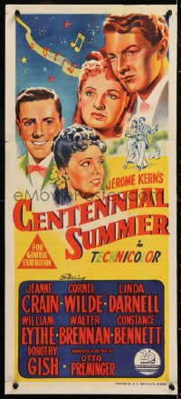 7r660 CENTENNIAL SUMMER Aust daybill 1946 cool art of Jeanne Crain, Cornel Wilde, Linda Darnell & cast!