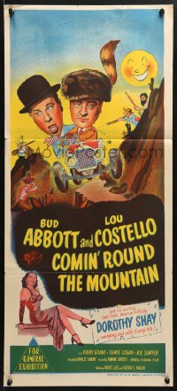 7r674 COMIN' ROUND THE MOUNTAIN Aust daybill 1952 wacky hillbillies Bud Abbott & Lou Costello!