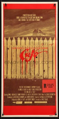 7r681 CUJO Aust daybill 1983 Stephen King, artwork of bloody fence & house by Robert Tanenbaum!