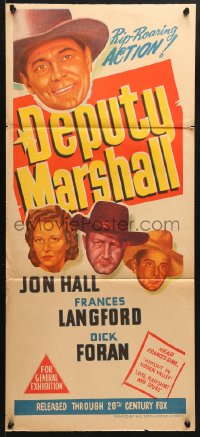 7r689 DEPUTY MARSHAL Aust daybill 1949 cowboys Jon Hall & Dick Forward + pretty Frances Langford!