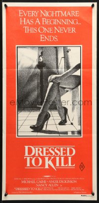 7r699 DRESSED TO KILL Aust daybill 1980 Brian De Palma, Michael Caine, Angie Dickinson!