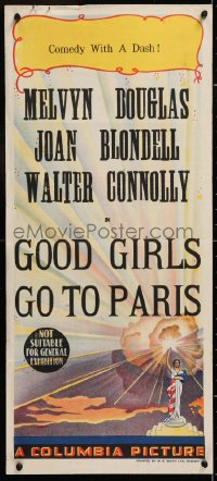 7r671 COLUMBIA Aust daybill 1940s advertising Good Girls Go to Paris, different logo art!