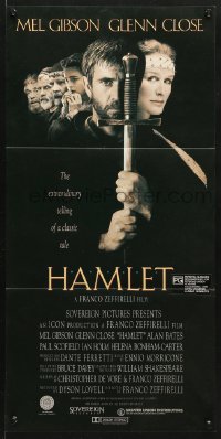 7r751 HAMLET Aust daybill 1991 Mel Gibson, Glenn Close, Helena Bonham Carter, William Shakespeare