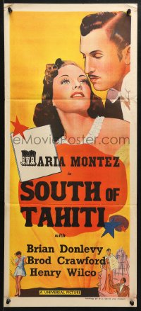 7r975 UNIVERSAL Aust daybill 1941 advertises South of Tahiti but has art of Vincent Price & Hodges!