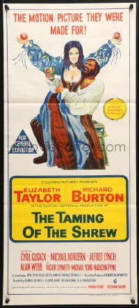 7r946 TAMING OF THE SHREW Aust daybill 1967 different art of Elizabeth Taylor & Richard Burton!