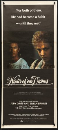 7r992 WINTER OF OUR DREAMS Aust daybill 1981 Bryan Brown helps drug-addicted prostitute Judy Davis!
