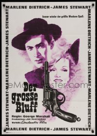 7r214 DESTRY RIDES AGAIN German R1964 different art of James Stewart & Marlene Dietrich with gun!