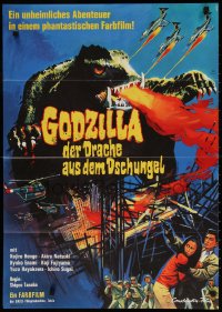 7r222 GAMERA VS. BARUGON German 1967 rubbery monsters fight to the death, cool Hoff artwork!