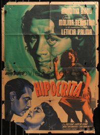 7r035 HIPOCRITA Mexican poster 1949 great Jose Espert art of sexy Carmen Molina and top cast!