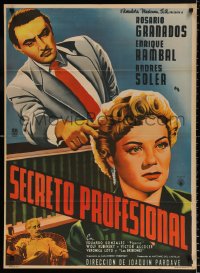 7r063 SECRETO PROFESIONAL Mexican poster 1955 art of man on witness stand pointing accusing finger!