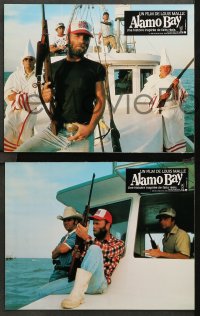 7r336 ALAMO BAY 12 French LCs 1985 different images of Vietnam veteran Ed Harris & Amy Madigan!