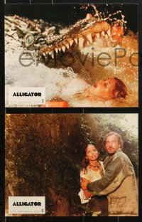 7r482 ALLIGATORS 6 set 2 French LCs 1980 Barbara Bach, Mel Ferrer, alligator attack!