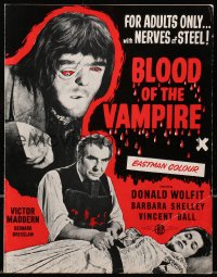 7s001 BLOOD OF THE VAMPIRE English pressbook 1958 Donald Wolfit, Barbara Shelley, Maddern, rare!