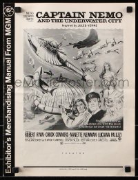 7s125 CAPTAIN NEMO & THE UNDERWATER CITY pressbook 1970 artwork of cast, scuba divers & cool ship