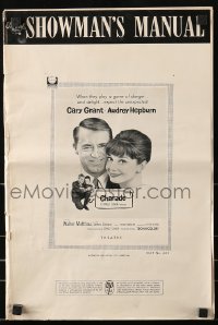 7s136 CHARADE pressbook 1963 art of tough Cary Grant & sexy Audrey Hepburn, expect the unexpected!