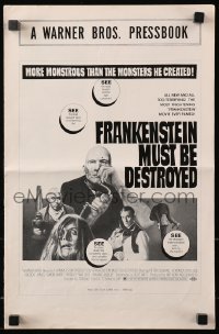 7s220 FRANKENSTEIN MUST BE DESTROYED pressbook 1970 Cushing is more monstrous than his monster!