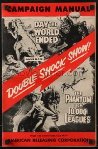 7s158 DAY THE WORLD ENDED/PHANTOM FROM 10,000 LEAGUES pressbook 1956 schlock horror double-bill!