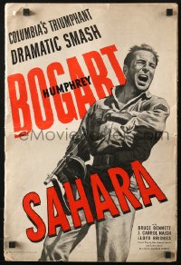 7s469 SAHARA pressbook 1943 cool art of World War II soldier Humphrey Bogart running with gun!