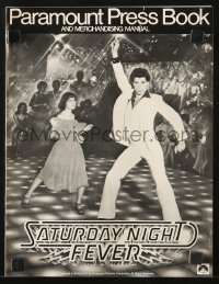 7s476 SATURDAY NIGHT FEVER pressbook 1977 disco dancers John Travolta & Karen Lynn Gorney!